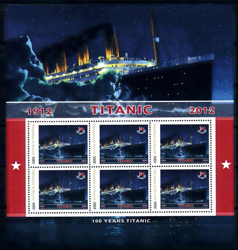 [76714] Burundi 2012 RMS Titanic 100 Years Sheet MNH