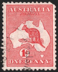 Australia SC#2 1d Kangaroo and Map Single (1913) Used