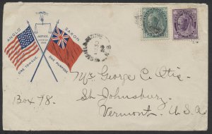 1898 Patriotic Cover, Westfield Centre NB to Vermont, Anglo Saxon Flags