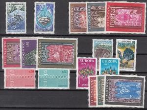 French Andorra Scott 190 // 211 Mint NH sets (Catalog Value $72.20)