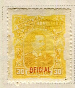 HONDURAS; 1891 early classic Official issue fine Mint hinged 30c. value