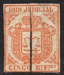 SPANISH COLONIES CUBA PHILIPPINES PUERTO RICO 1856-64 5r Judicial Revenue USED