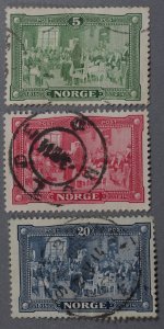 Norway #96, 97, 98 Used Set Fine to VF Bits of Hinge Remnants Good Color