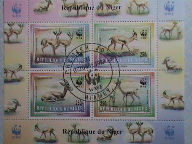 NIGER-1998-SC#986a WWF-ENDANGER ANIMALS CTO RARE S/S CAT. $40 VF