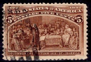 US Stamp #234 5c Columbian USED SCV $8.50