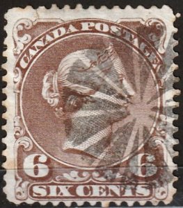 Canada Large Queen #27f Black Brown, Thin paper    (273)