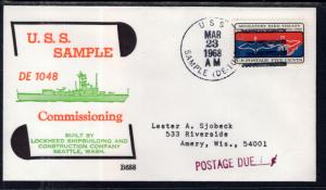 US USS Sample Commissioning 1968 Ship Cover