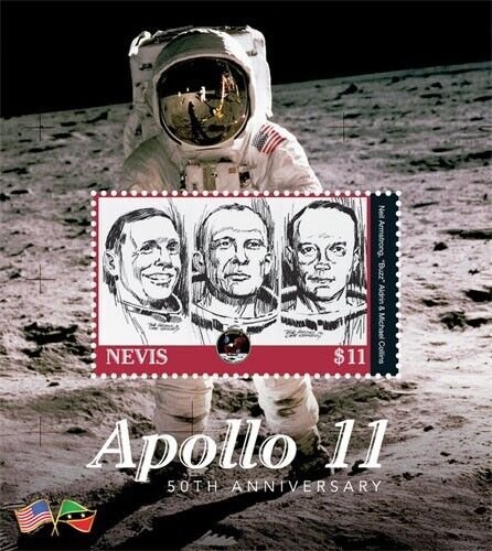 Nevis 2019 - Apollo 11 50th Anniversary - Souvenir stamp sheet Scott #1988 - MNH