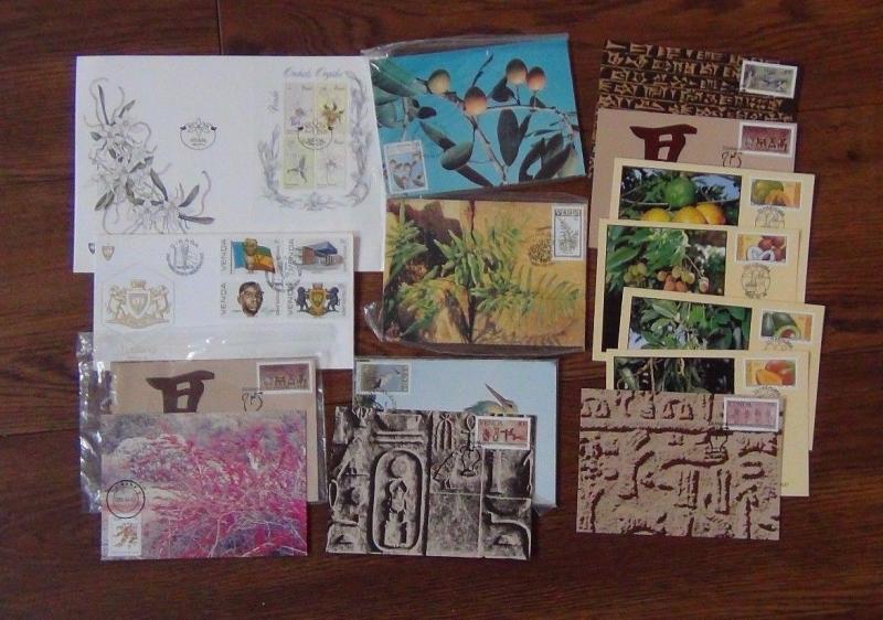 Venda FDC Postcards 1979 1985 Orchids M/S Fruit Writing Ferns Birds Writing etc