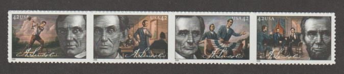 U.S. Scott #4380-4383 Lincoln Stamps - Mint NH Strip of 4