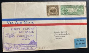 1930 San Juan Puerto Rico First Flight Airmail Cover FFC to Fortaleza Brazil