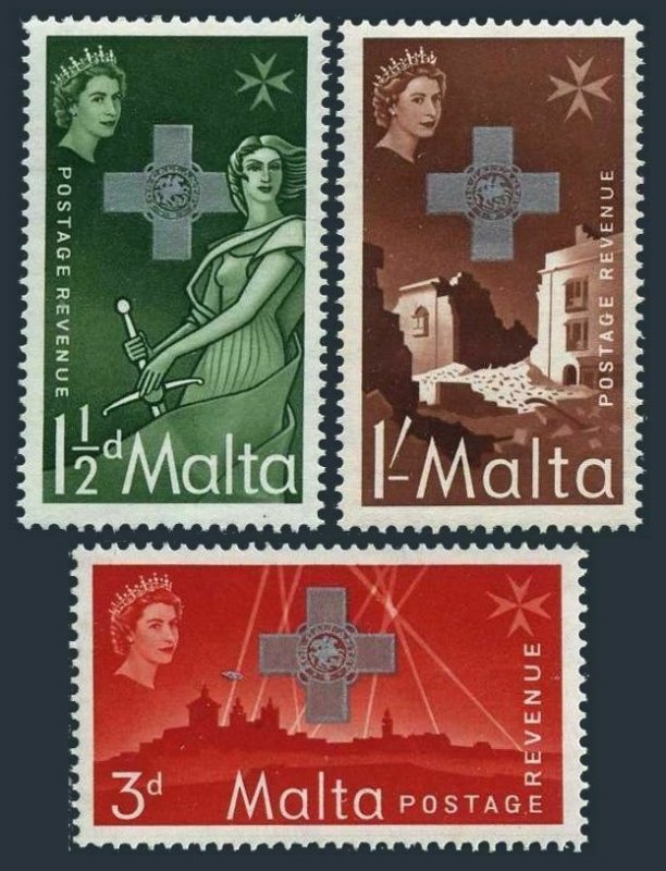 Malta 263-265 blocks/4,MNH.Michel 254-256. George Cross issue 1957.