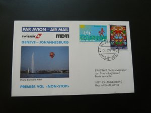 first flight cover Geneve United Nations to South Africa MD11 Swissair 1991