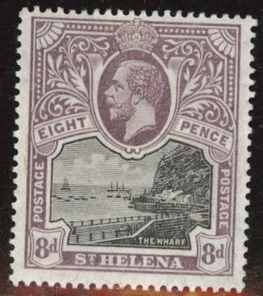 Saint Helena Scott 67 KGV MH* wmk 3 from 1912-15 set 