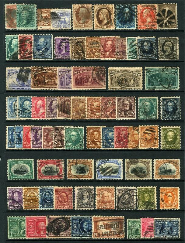 #65-#330 1861-1907 Used U.S. Lot Mid 19th - Early 20th Century CV $1,000 73 Item