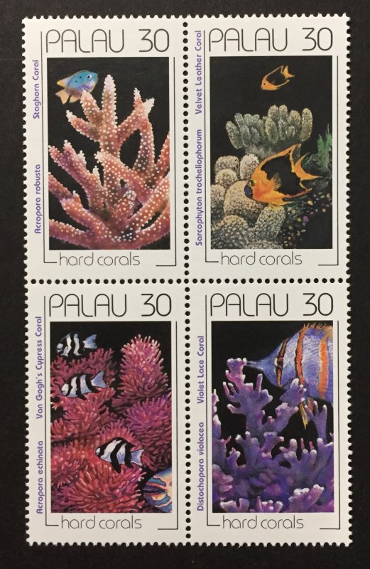 Palau 1991 #262a Block of 4, Corals, MNH.