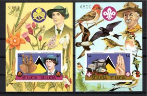 St. Lucia 1986 MNH Sc 823a-b-824a-b DECORATIVE border IMPERFORATE