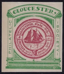 1935 Gloucester Philatelic Society Imperf Green/Red Cinderella / Poster Stamp