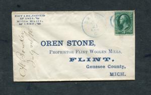 Postal History - Dayton OH 1875 Blue Target Cancel Cover Return Envelope B0295