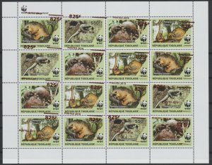 Togo 2019 WWF Faune Fauna phataginus Pangolin Error Displaced Overprint RARE