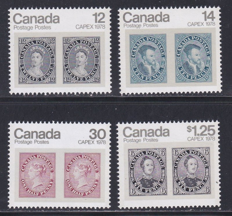 Canada # 753-756, Stamps on Stamps, LH, 1/3 Cat.