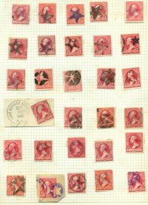 US Fancy STAR CANCELS on 2¢ reds, Group  of 29 different, great strikes