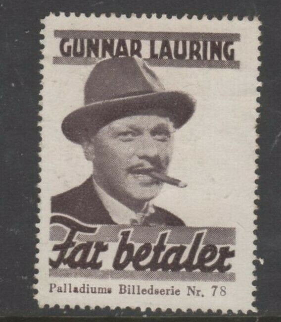 Denmark- Father Pays Movie Advertising Stamp featuring Gunnar Lauring - NG