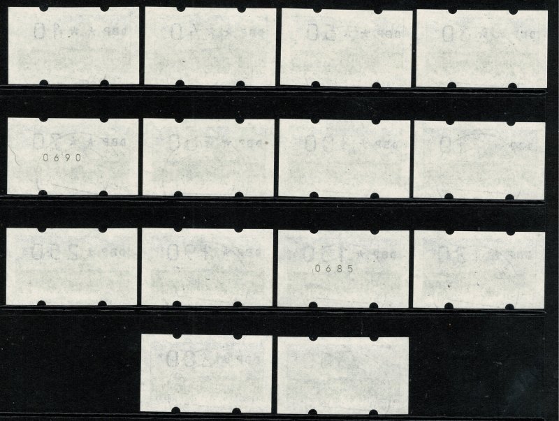 GERMANY BERLIN 1987 MACHINE LABELS USED 1st ISSUE C.T.O. SET of 14 SUPERB