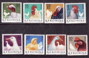 Romania-Sc#1553-60-unused NH set-Domestic Poultry-1963-