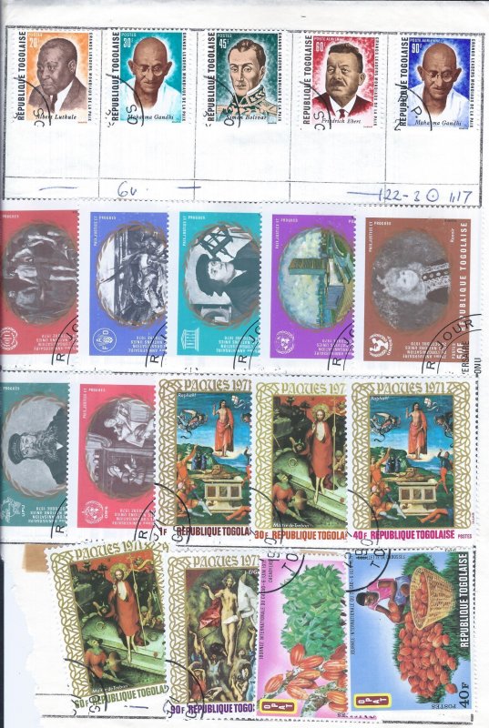 TOGO 59 STAMPS USED SCV $52.50 AT 20% OF CAT VALUE!