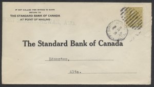 1927 #110 4c GeoV Admiral On Bank Cover, Fort Saskatchewan ALTA to Edmonton