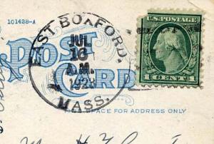 United States Massachusetts East Boxford 1923 4c-bar  1888-1926  PC.