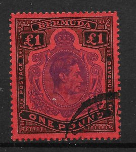 BERMUDA SG121d 1951 £1 VIOLET & BLACK ON SCARLET p13 USED