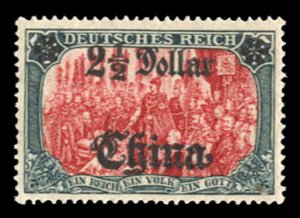 German Colonies, German Offices in China #56a Cat$150, 1906 $2 1/2 on 5m, per...