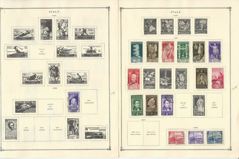 Italy Stamp Collection on 20 Scott International Pages, 1863-1940, JFZ