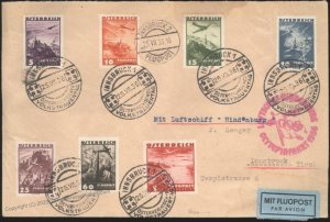 Austria 1936 Hindenburg Zeppelin Olympics Flight Mi32 Cover 110595