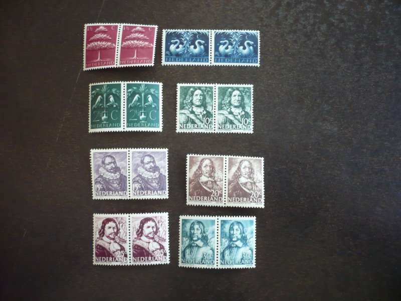 Stamps - Netherlands - Scott#246-248,253,255,257,259,260 MNH Part Set of 8 Pairs