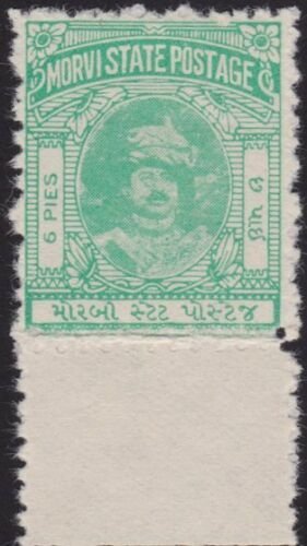 INDIA MORVI 1932-33 6p SG9 ERROR DOUBLE PERF fine mint lightly hinged.......4812 