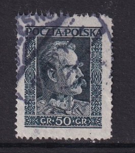 Poland    #253   used   1928  Marshal Pilsudski  50g  slate