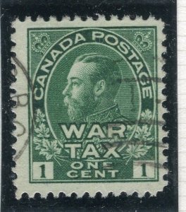 CANADA; 1915 early GV WAR TAX issue Type I, used Shade of 1c. value