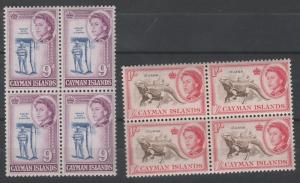 CAYMAN ISLANDS 1962 QEII PICTORIAL 9D AND 1/- MNH ** BLOCKS