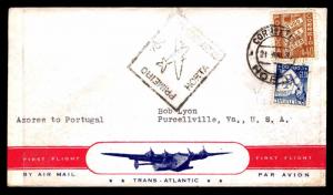 1939 FAM 18-2a FIRST FLIGHT HORTA TO LISBON - PORTUGAL #567 & #516  (ESP#4571)