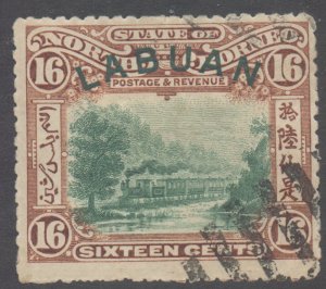 Labuan North Borneo Scott 99 - SG116, 1900 Railroad Train 16c used cto