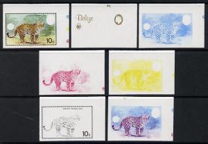 Belize 1983 WWF - Jaguar 10c (Adult Jaguar) x 7 imperf pr...