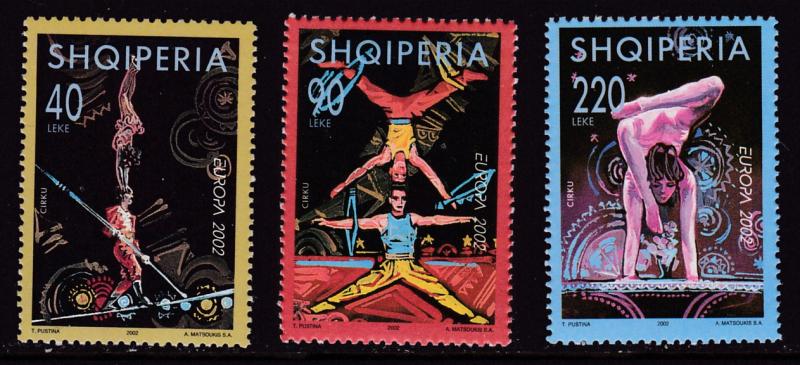 Albania 2002 Europa Circus  Great Topical set (3)  VF/NH