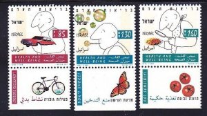 Israel 1193-96 MNH 1994 Better Health Full Set of 3 Very Fine w/Tabs