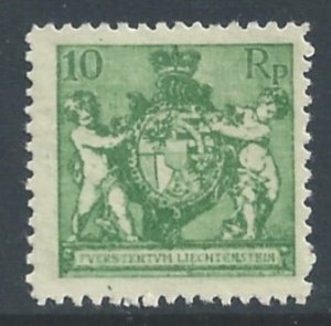 Liechtenstein #59a MH 10rp Arms With Supporters - Perf 12 1/2