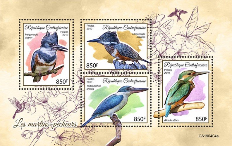 C A R - 2019 - Kingfishers - Perf 4v Sheet - MNH