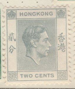 1938 British Colony HONG KONG KGVI 2c Perf. 14MH* A29P17F32388-
