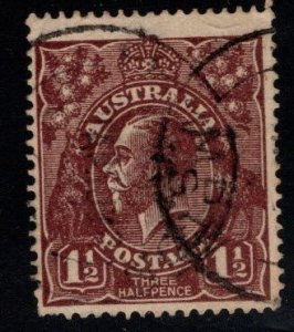 Australia Scott 24a used Red Brown colored KGV 1918 stamp, perf 14, wmk 9